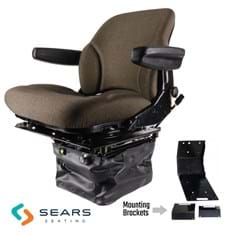 Sears Mid Back Seat for John Deere 30 - 55 Late Series, Brown Fabric w/ Air Suspension