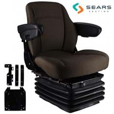 Sears Mid Back Seat for John Deere 7000 & 8000 Series, Brown Fabric w/ Air Suspension